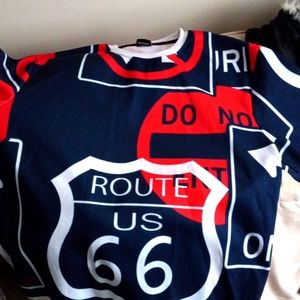 Red white and blue route 66 imperial sweater